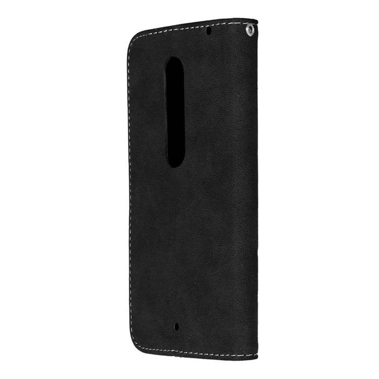Vintage Style Matte Wallet Leather Phone Cover for Motorola Moto X Style - Black