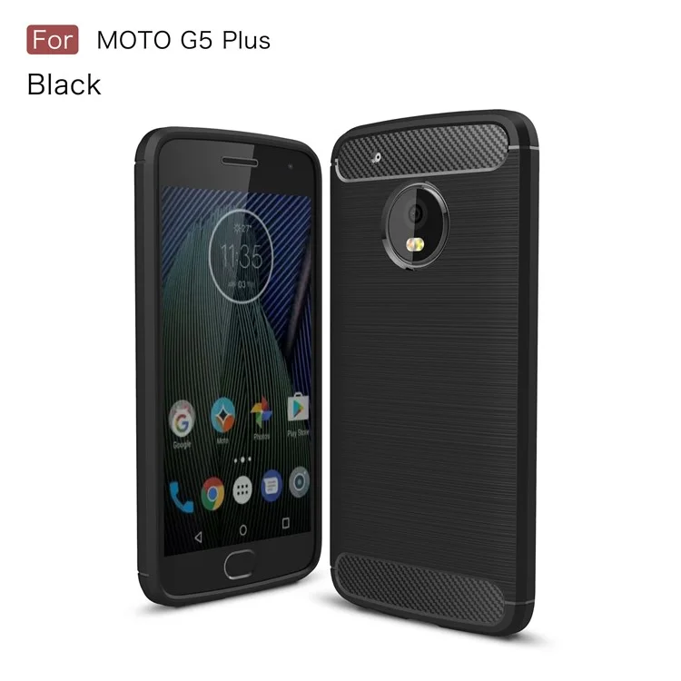 Brushed TPU Carbon Fiber Phone Case for Motorola Moto G5 Plus - Black