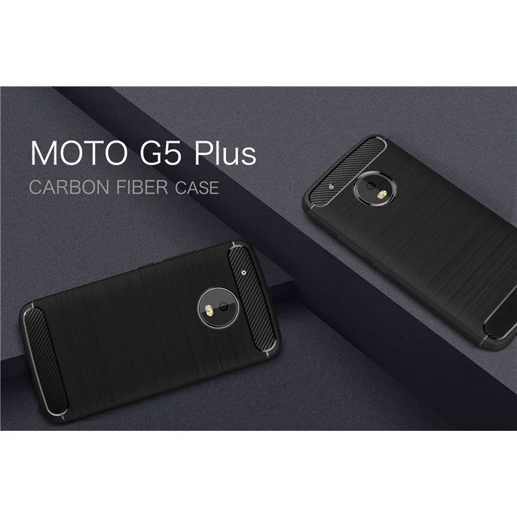 Brushed TPU Carbon Fiber Phone Case for Motorola Moto G5 Plus - Black