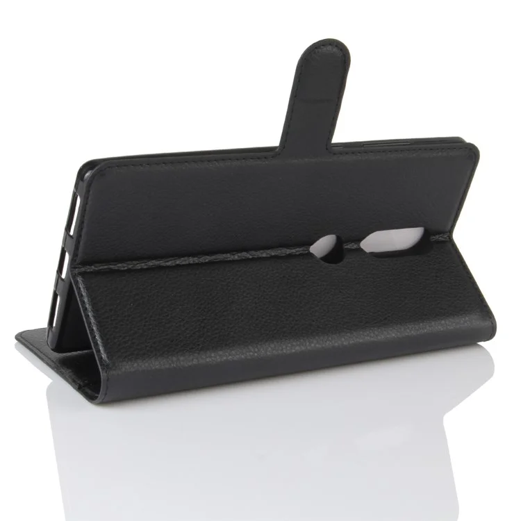 Lychee Grain Wallet Leather Stand Cover for Lenovo Phab2 Plus - Black