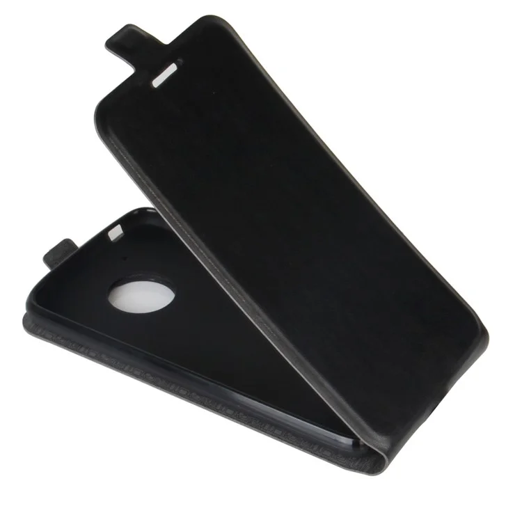 Vertical Flip Crazy Horse Leather Case with ID/Photo Slot for Motorola Moto G5 - Black