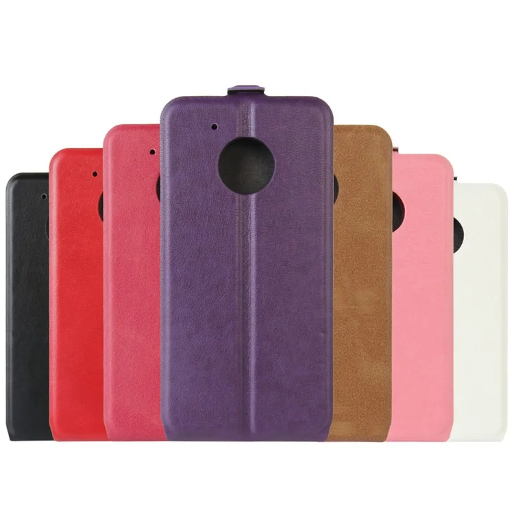 Vertical Flip Crazy Horse Leather Case with ID/Photo Slot for Motorola Moto G5 - Black