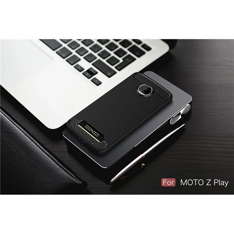 Carbon Fibre Brushed TPU Case for Motorola Moto Z Play - Black