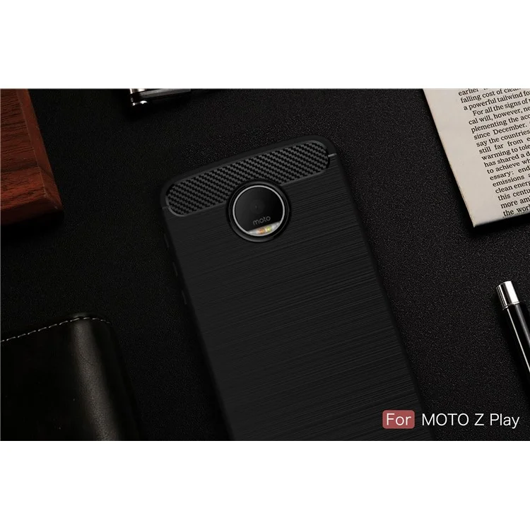 Carbon Fibre Brushed TPU Case for Motorola Moto Z Play - Black