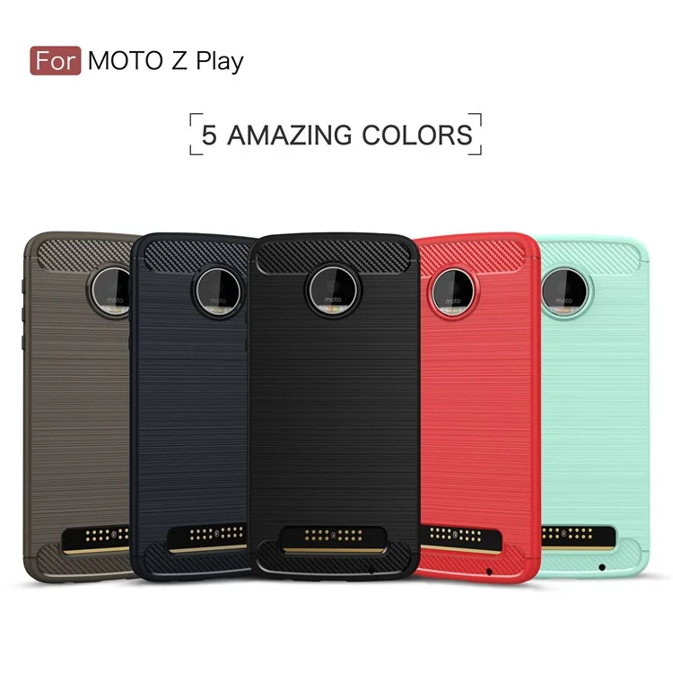Carbon Fibre Brushed TPU Case for Motorola Moto Z Play - Black