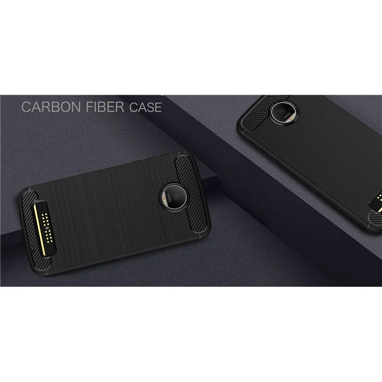 Carbon Fibre Brushed TPU Case for Motorola Moto Z Play - Black