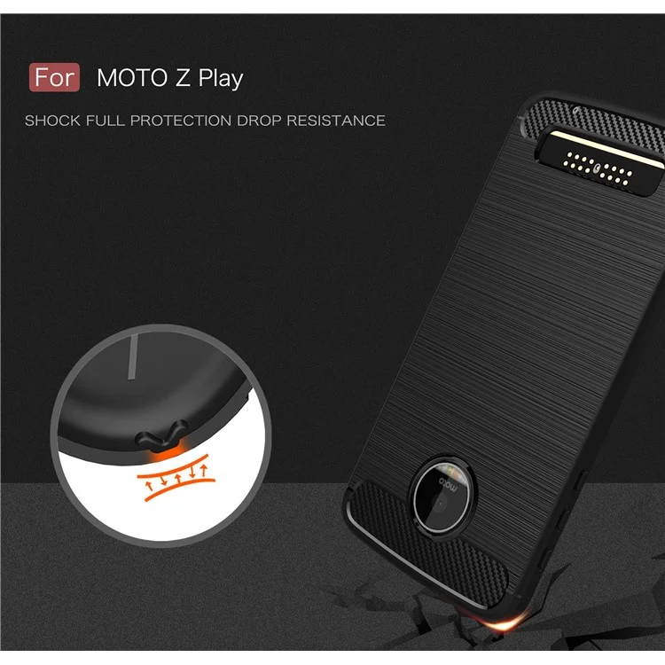 Carbon Fibre Brushed TPU Case for Motorola Moto Z Play - Black