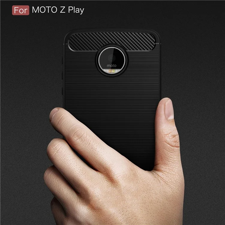 Carbon Fibre Brushed TPU Case for Motorola Moto Z Play - Black