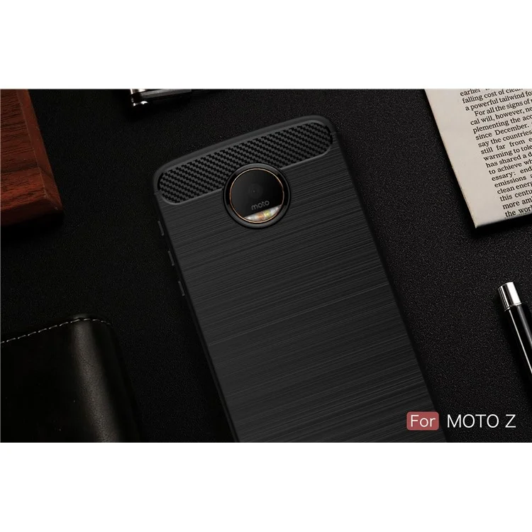 Carbon Fibre Brushed TPU Case for Motorola Moto Z - Black