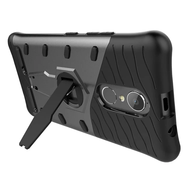 360-Degree Rotary Kickstand Armor PC + TPU Mobile Case for Lenovo K6 / K6 Power - Grey
