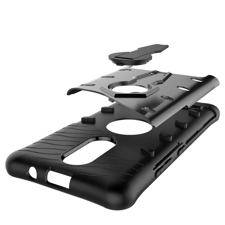 360-Degree Rotary Kickstand Armor PC + TPU Mobile Case for Lenovo K6 / K6 Power - Grey