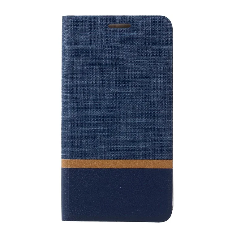Contrast Color Leather Card Slot Case for Motorola Moto G5 Built-in Steel Sheet - Dark Blue