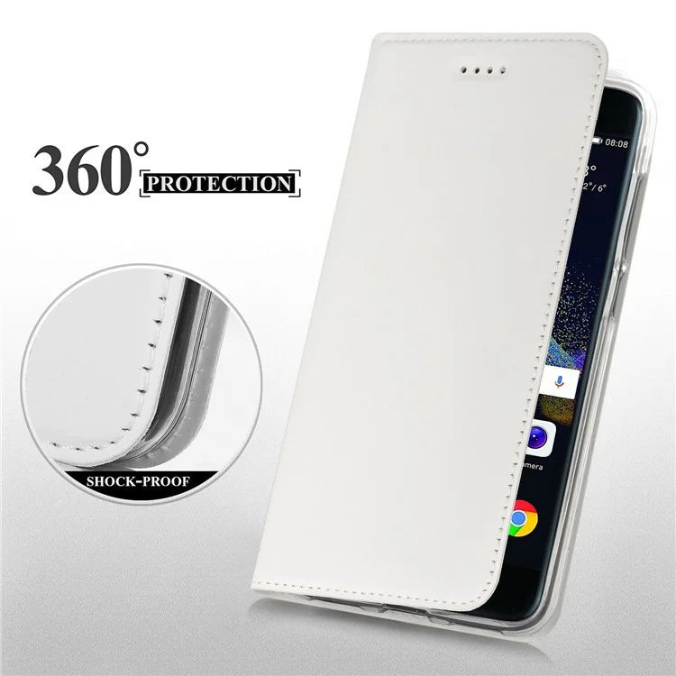 PU Leather Folio Flip Stand Case for Motorola Moto G5 - White