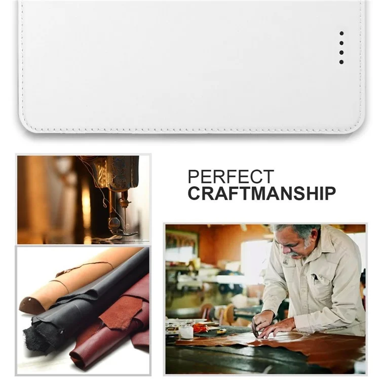 PU Leather Folio Flip Stand Case for Motorola Moto G5 - White