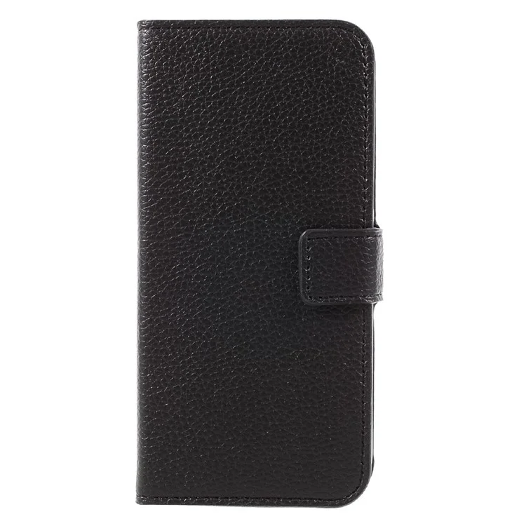 Litchi Skin Wallet Leather Stand Phone Case for Motorola Moto G5 Plus - Black