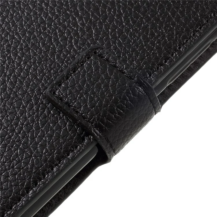 Litchi Skin Wallet Leather Stand Phone Case for Motorola Moto G5 Plus - Black