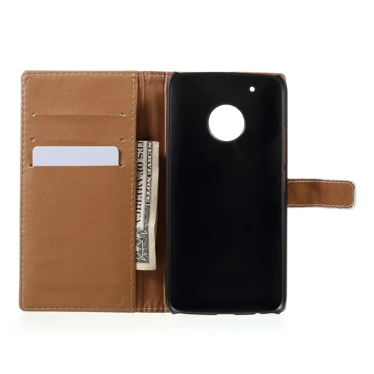 Pattern Printing Leather Wallet Cover for Motorola Moto G5 Plus - Blue Butterfly