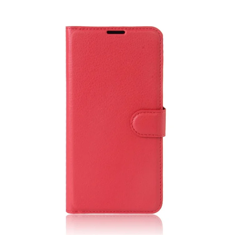Wallet Stand Litchi Texture Leather Phone Shell for Lenovo K6 Note - Red