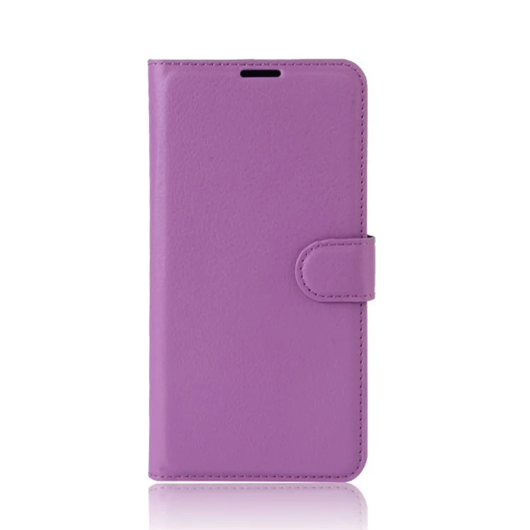 Wallet Stand Leather Litchi Texture Phone Case for Lenovo K6 Note - Purple