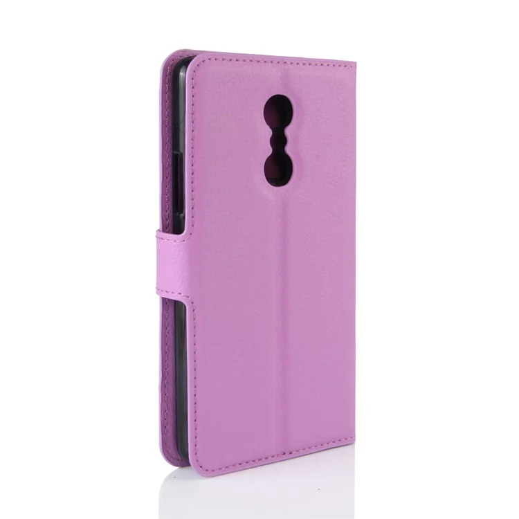 Wallet Stand Leather Litchi Texture Phone Case for Lenovo K6 Note - Purple