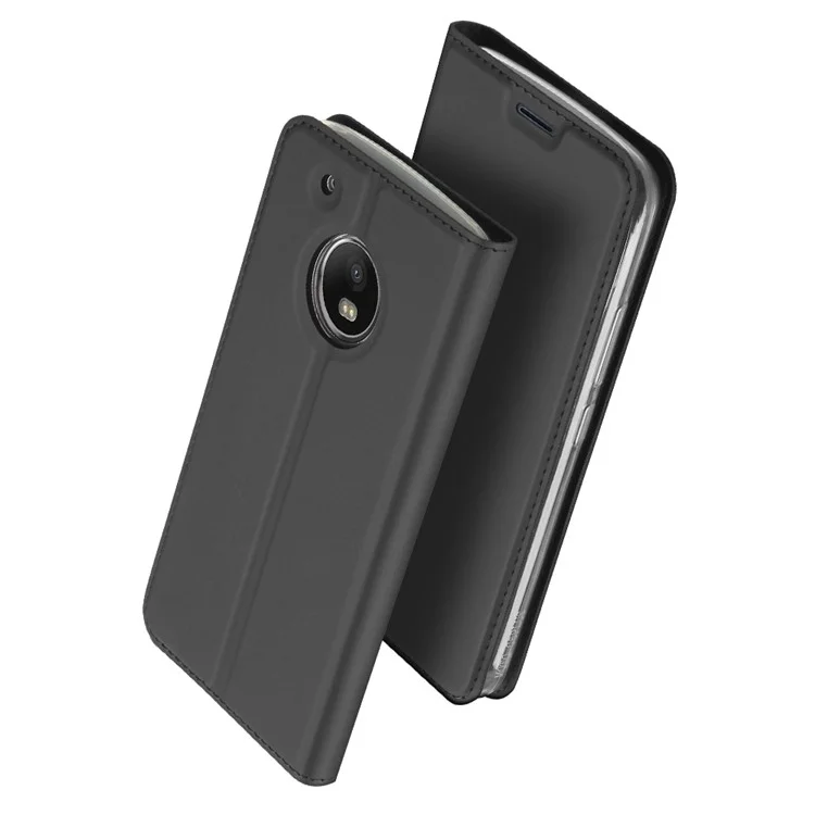 DUX DUCIS Skin Pro Series Leather Card Holder Phone Case for Motorola Moto G5 - Dark Grey