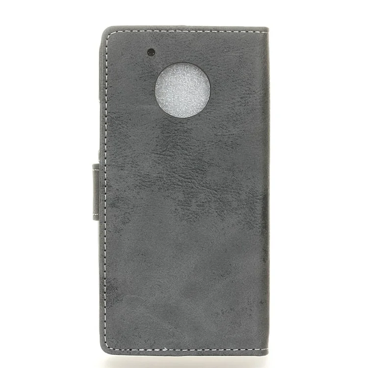 Vintage Style Leather Wallet Cell Phone Case for Motorola Moto G5 - Grey