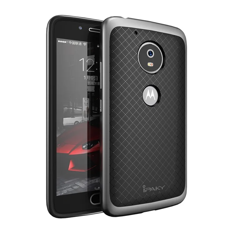 IPAKY for Motorola Moto G5 Plus Hybrid PC Rim + TPU Back Case Cover - Grey