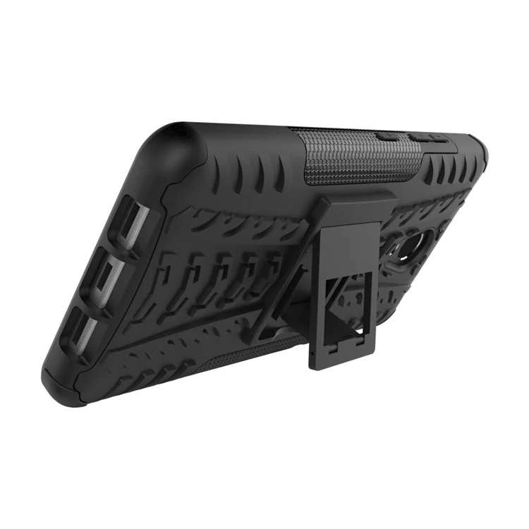 For Lenovo P2 Tyre Pattern 2-in-1 Kickstand PC + TPU Hybrid Case Cover - Black