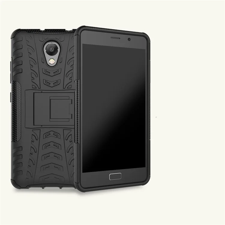For Lenovo P2 Tyre Pattern 2-in-1 Kickstand PC + TPU Hybrid Case Cover - Black