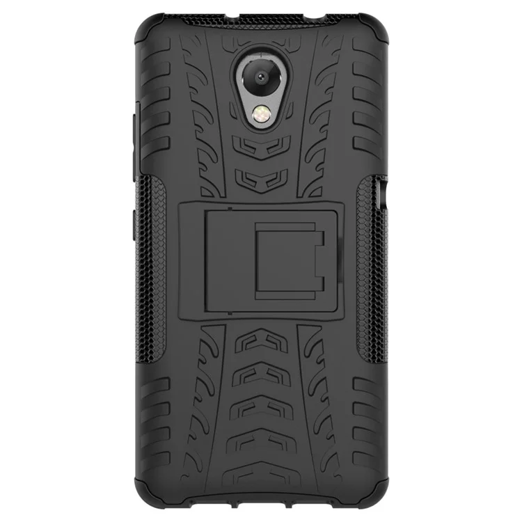 For Lenovo P2 Tyre Pattern 2-in-1 Kickstand PC + TPU Hybrid Case Cover - Black