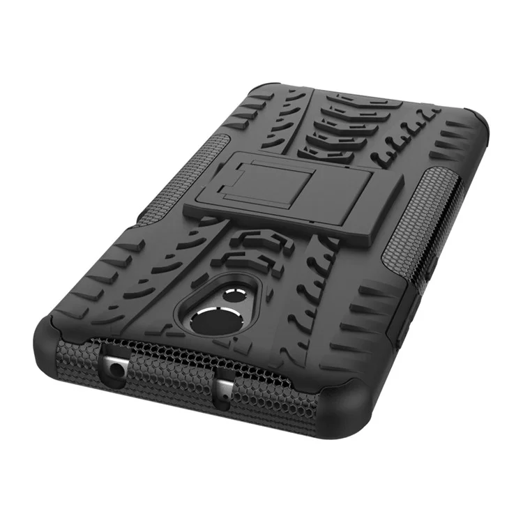 For Lenovo P2 Tyre Pattern 2-in-1 Kickstand PC + TPU Hybrid Case Cover - Black