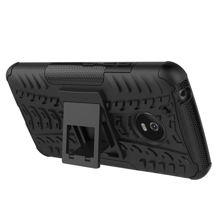 For Motorola Moto G5 Tyre Pattern Kickstand PC + TPU Back Case Accessory - Black
