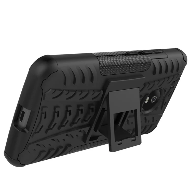For Motorola Moto G5 Tyre Pattern Kickstand PC + TPU Back Case Accessory - Black