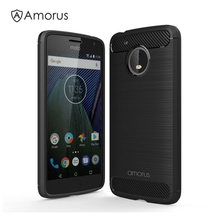 AMORUS Carbon Fibre Brushed TPU Case for Motorola Moto G5 - Black