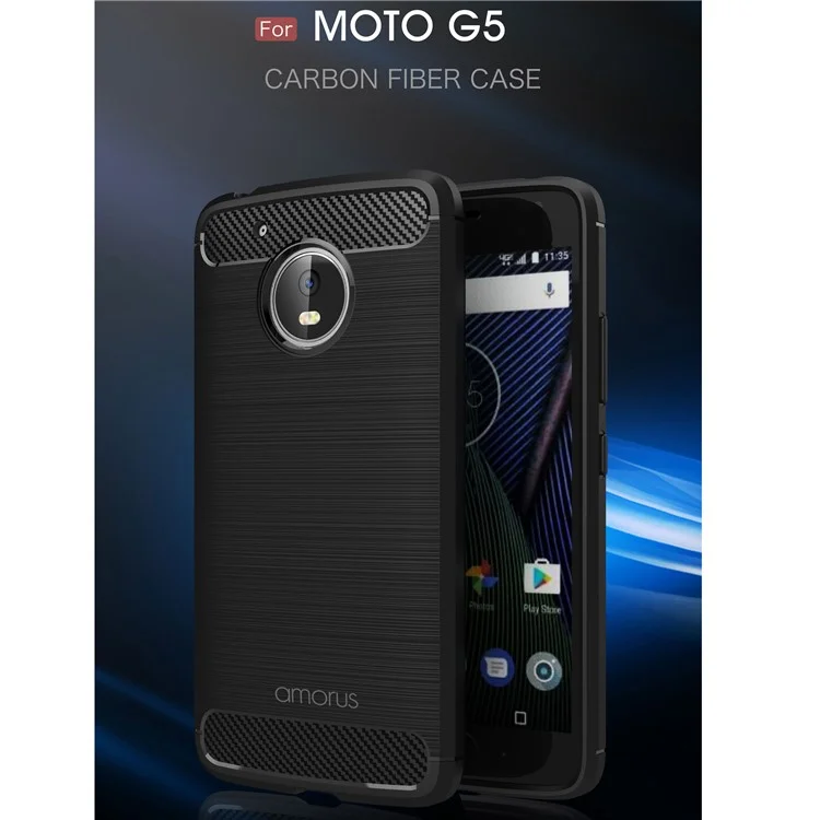 AMORUS Carbon Fibre Brushed TPU Case for Motorola Moto G5 - Black