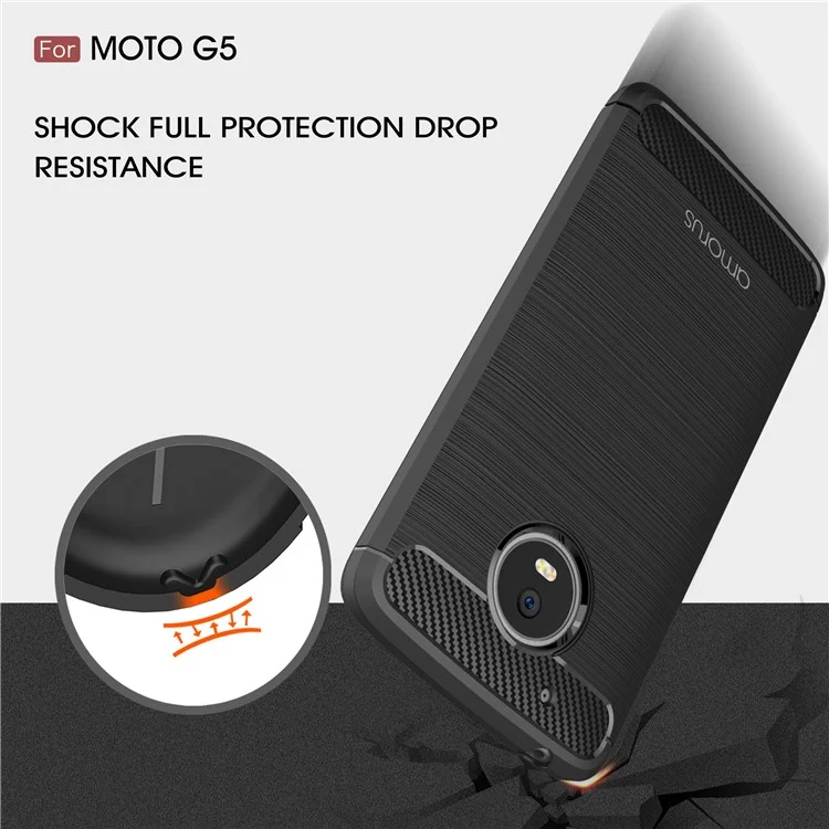 AMORUS Carbon Fibre Brushed TPU Case for Motorola Moto G5 - Black