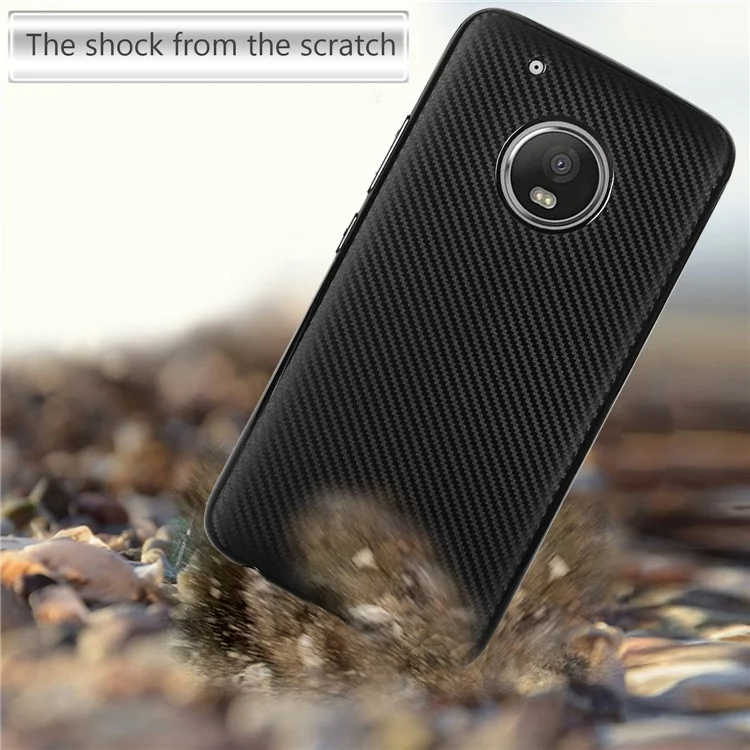 Carbon Fiber Soft TPU Protection Phone Case Cover for Motorola Moto G5 Plus - Black