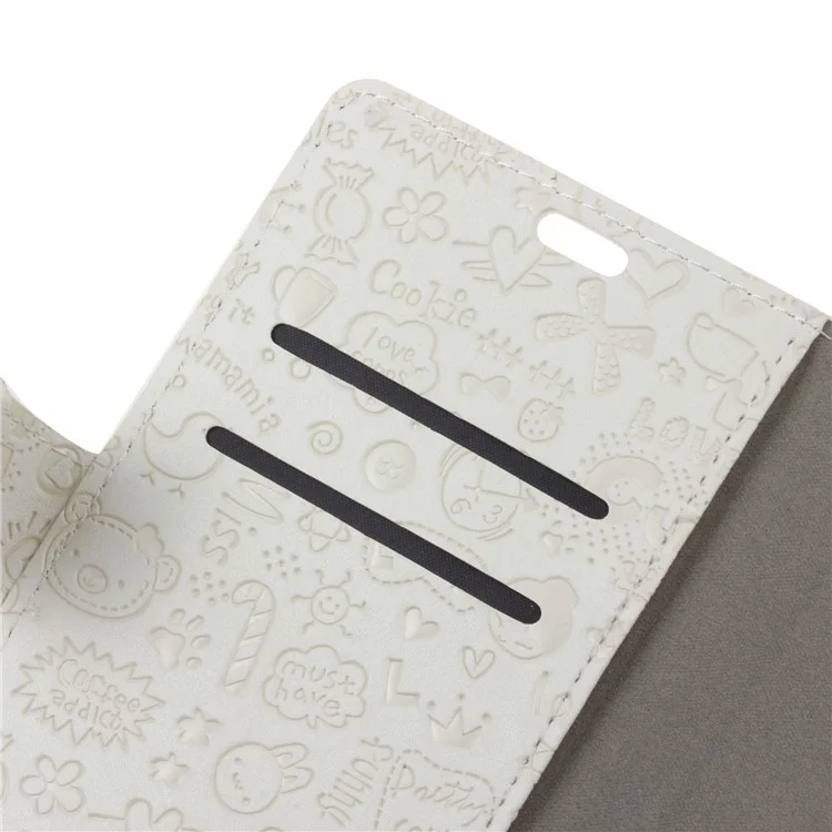 Cartoon Graffiti Wallet Leather Cell Phone Case for Motorola Moto E4 - White