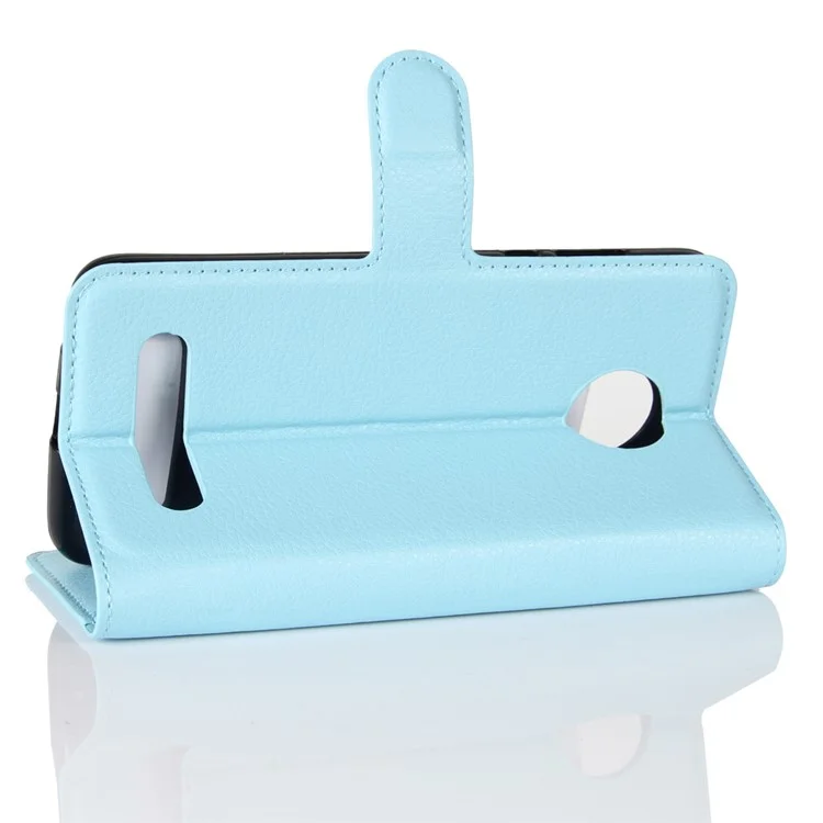 Litchi Skin Wallet Leather Cell Phone Case for Motorola Moto Z2 Play - Baby Blue