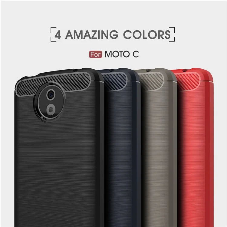 Carbon Fibre Brushed TPU Case for Motorola Moto C - Black
