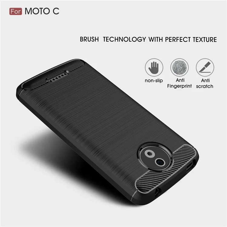 Carbon Fibre Brushed TPU Case for Motorola Moto C - Black
