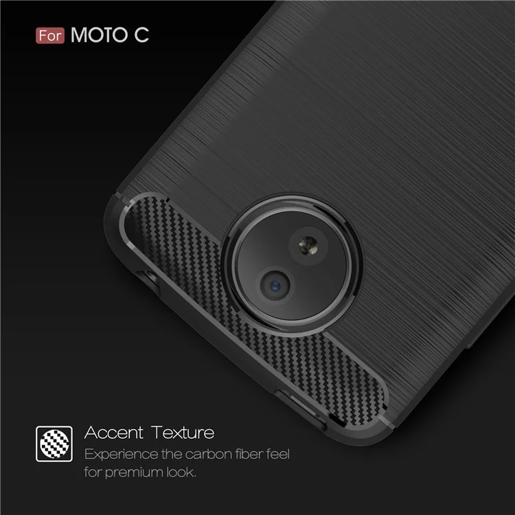 Carbon Fibre Brushed TPU Case for Motorola Moto C - Black
