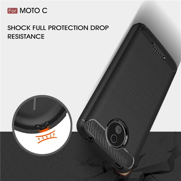 Carbon Fibre Brushed TPU Case for Motorola Moto C - Black