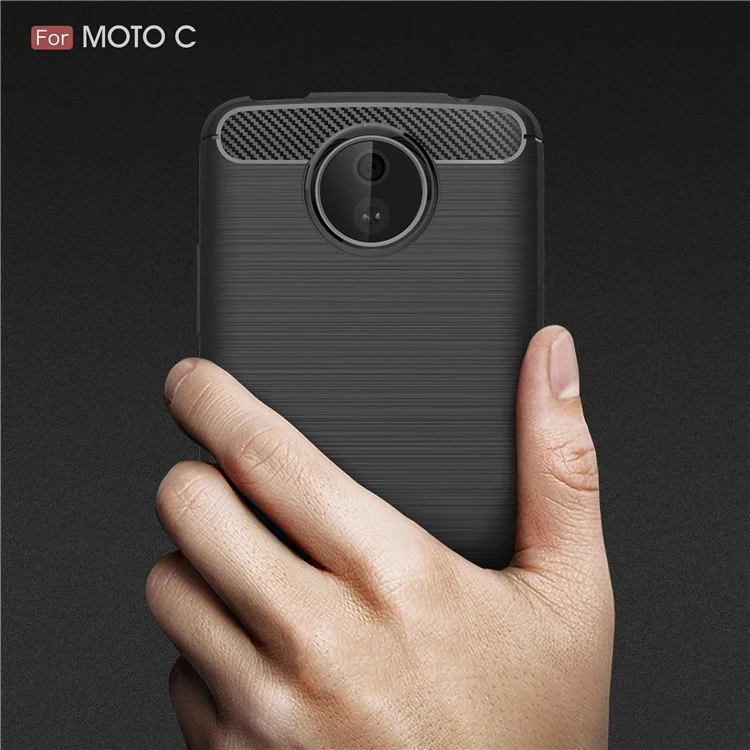 Carbon Fibre Brushed TPU Case for Motorola Moto C - Black