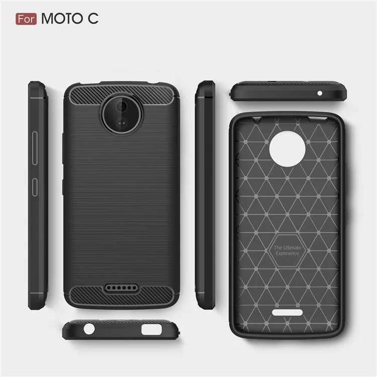 Carbon Fibre Brushed TPU Case for Motorola Moto C - Black