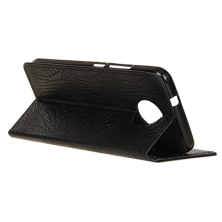 Crocodile Texture Leather Wallet Case Accessory for Motorola Moto G5S - Black