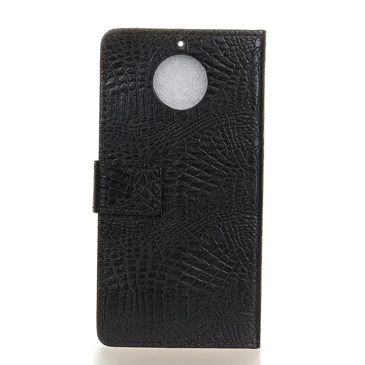 Crocodile Texture Leather Wallet Stand Phone Case for Motorola Moto G5S Plus - Black