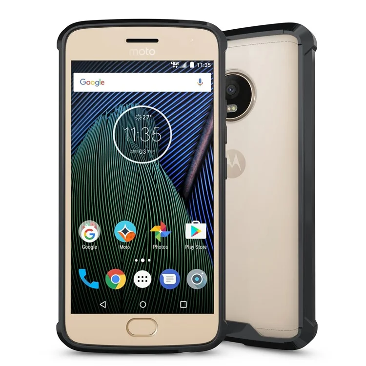TPU + Transparent Acrylic Protective Cell Phone Case for Motorola Moto G5 Plus - Black
