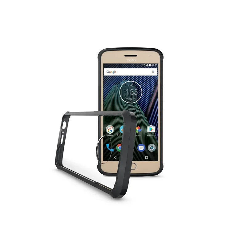 TPU + Transparent Acrylic Protective Cell Phone Case for Motorola Moto G5 Plus - Black