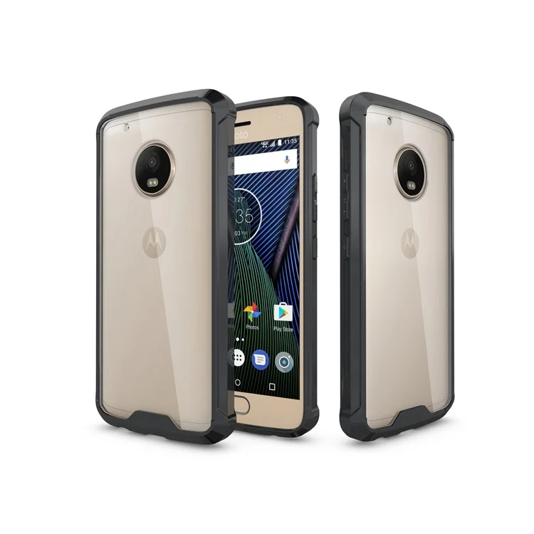 TPU + Transparent Acrylic Protective Cell Phone Case for Motorola Moto G5 Plus - Black